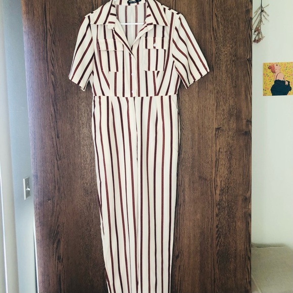 NWOT Nasty Gal You’re Just My Stripe Utility Jumpsuit Size 6 - Picture 5 of 9